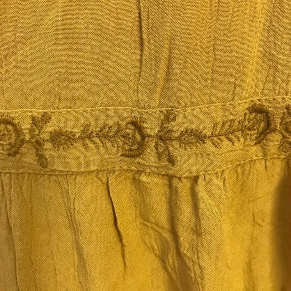 Boho Embroidered Maxi Dress - Mustard - Picture 4 of 13